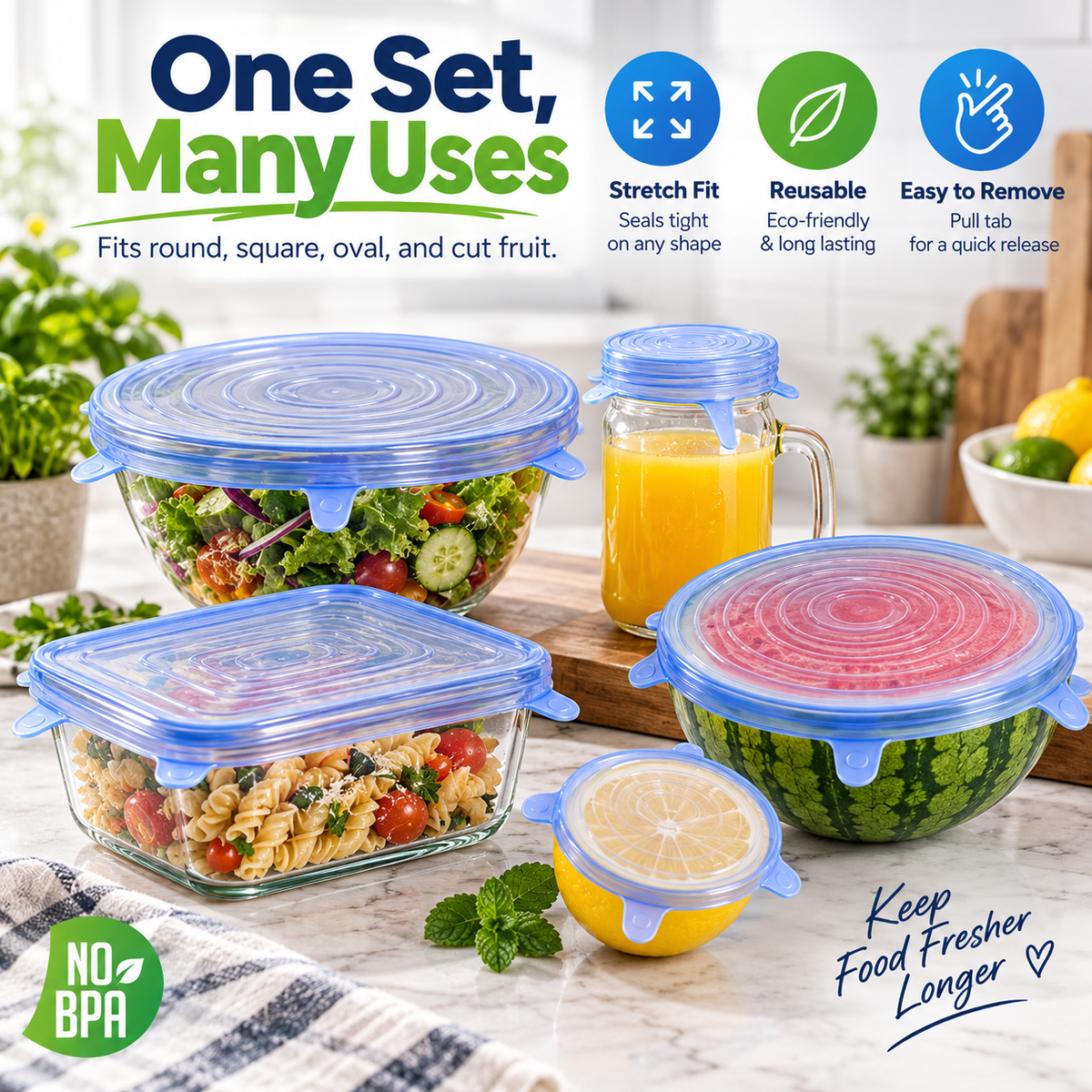 6-Piece Reusable Silicone Stretch Lids