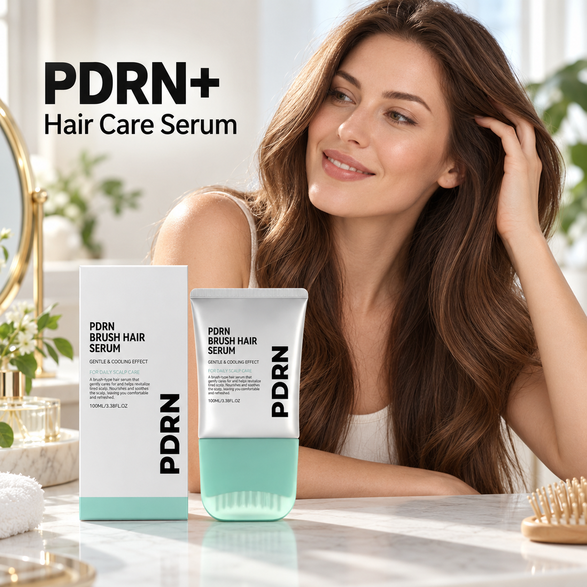 PDRN Scalp Serum with Built In Massage Brush 100ml Daily Hair and Scalp Care