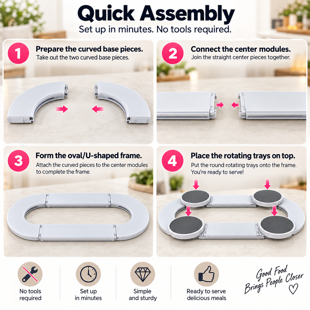 Expandable 360° Rotating Dining Table Serving Tray