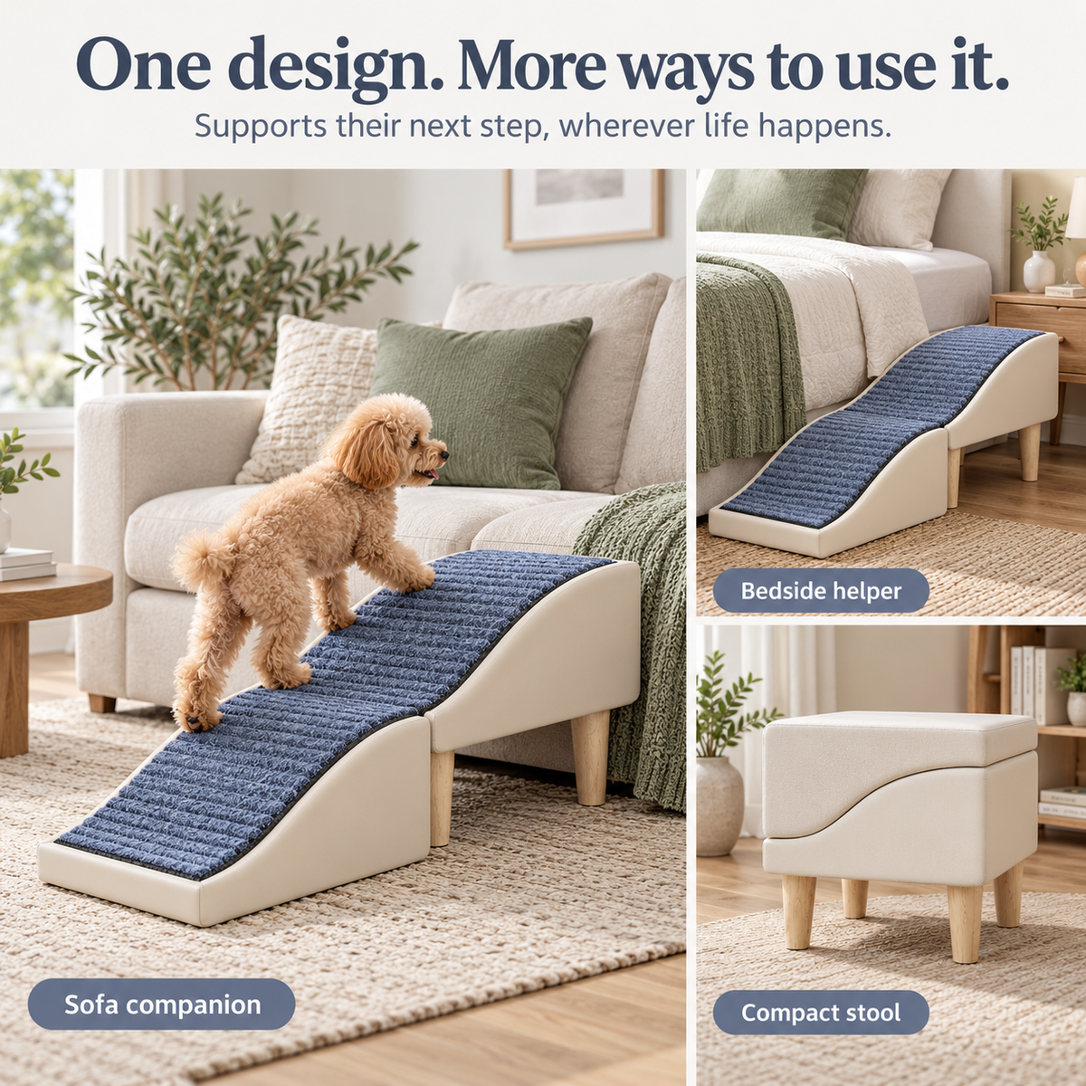 Foldable Wave Pet Ramp & Stool