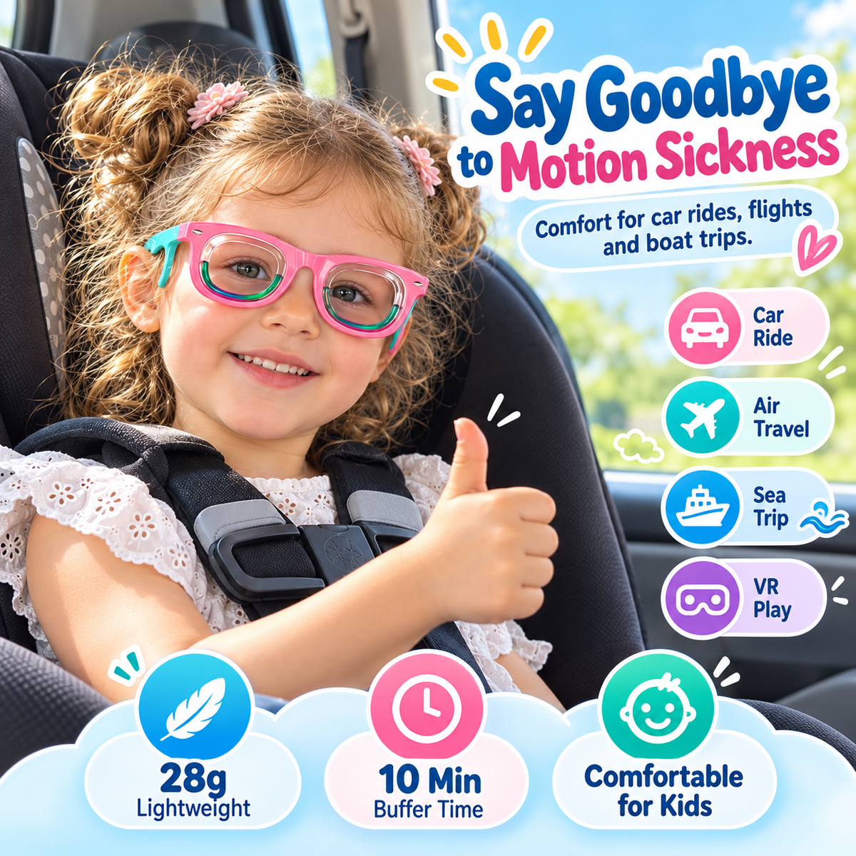 Kids' Motion Sickness Travel Glasses