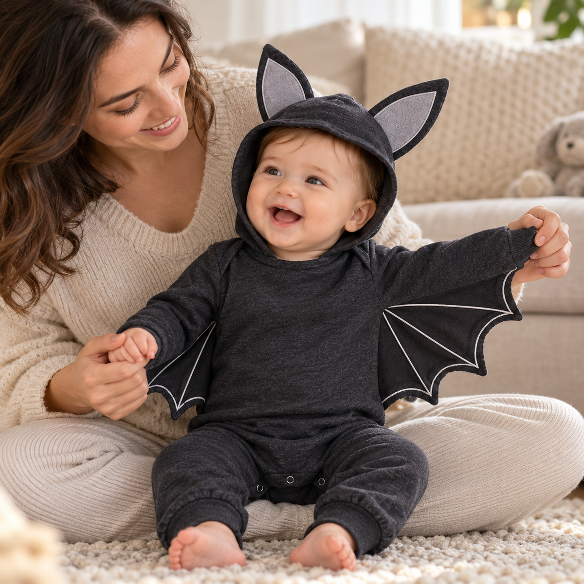 Baby Bat Halloween Romper Costume with Hat Cotton Blend Infant Jumpsuit