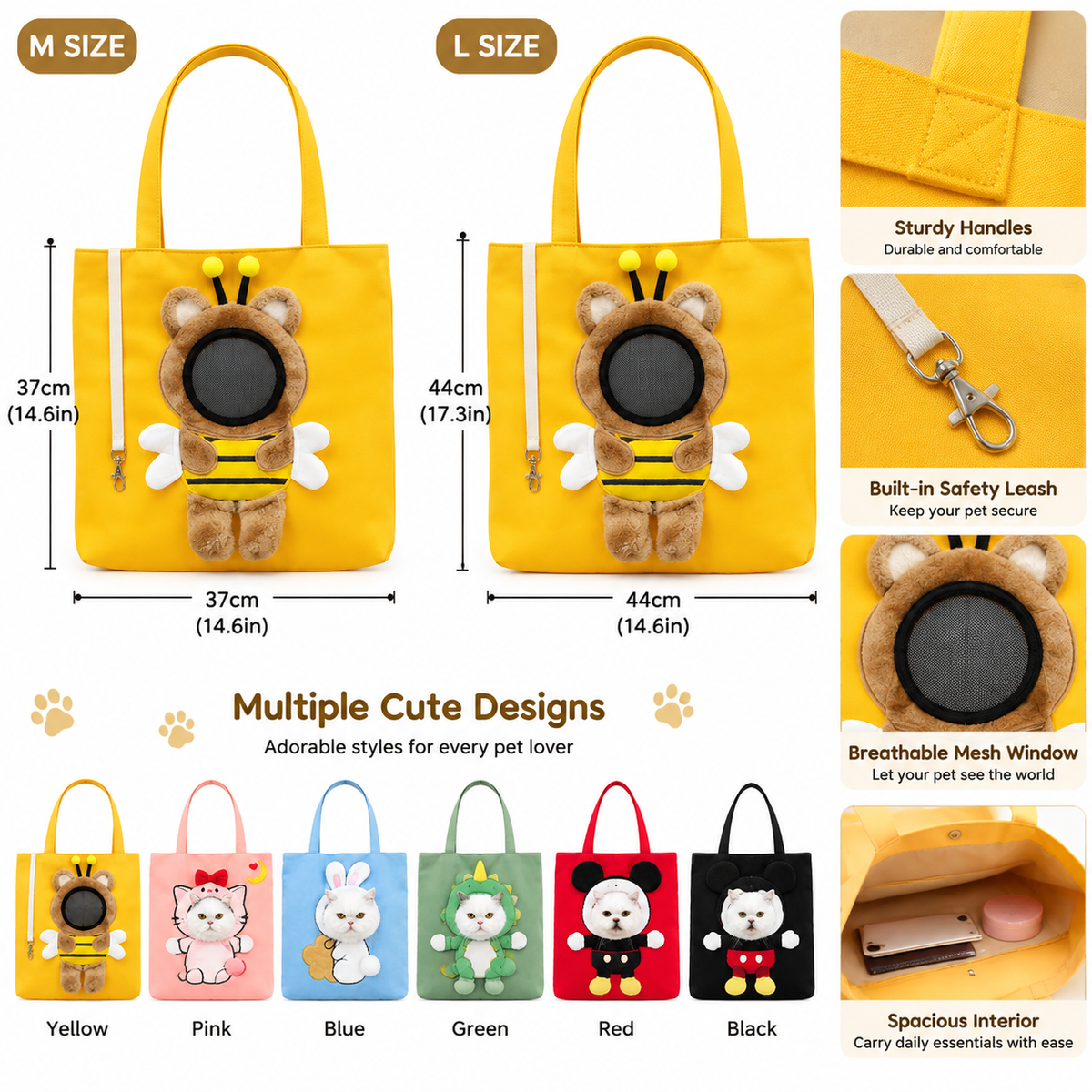 CozyPaw Lightweight Pet Carrier Tote – Breathable Small Dog & Cat Travel Bag