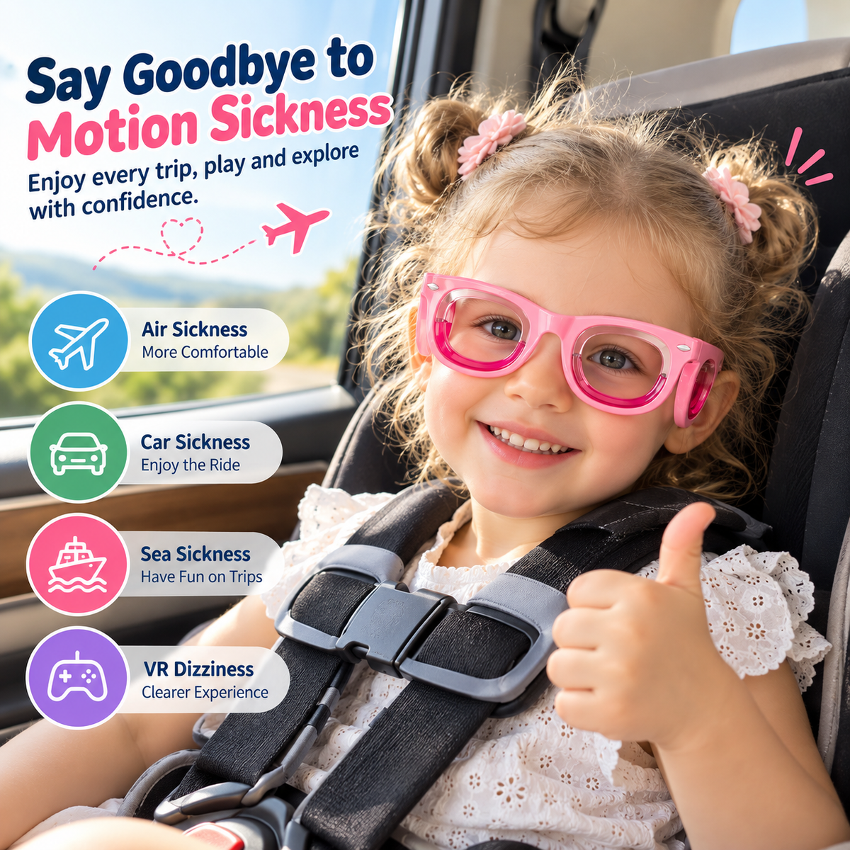 Kids' Motion Sickness Travel Glasses