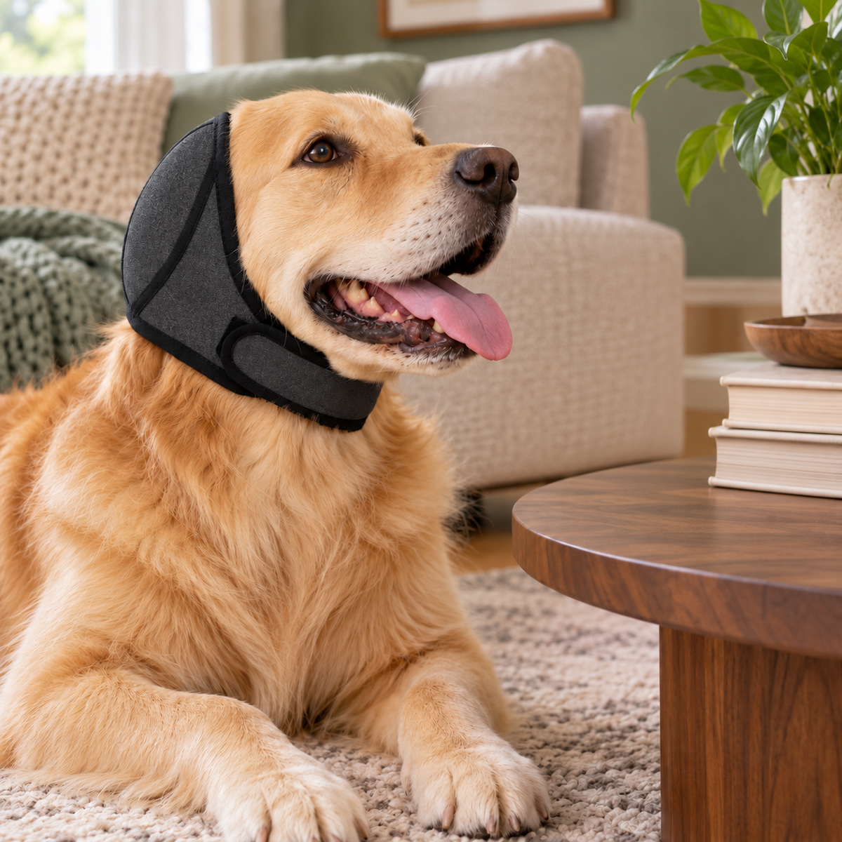 Dog Ear Muffs Noise Reduction Head Wrap, Adjustable Calming Hearing Protection
