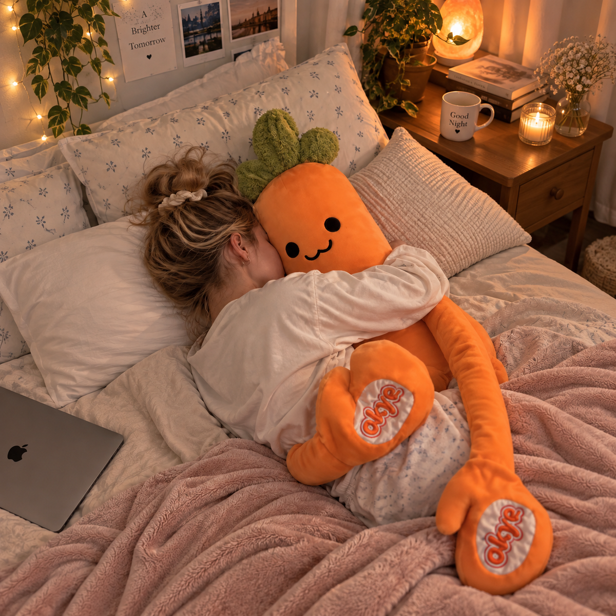 OKYA Carrot King Patting Hug Pillow – Soft Plush Sleep Companion with Remote Control & Graphene Heating Options