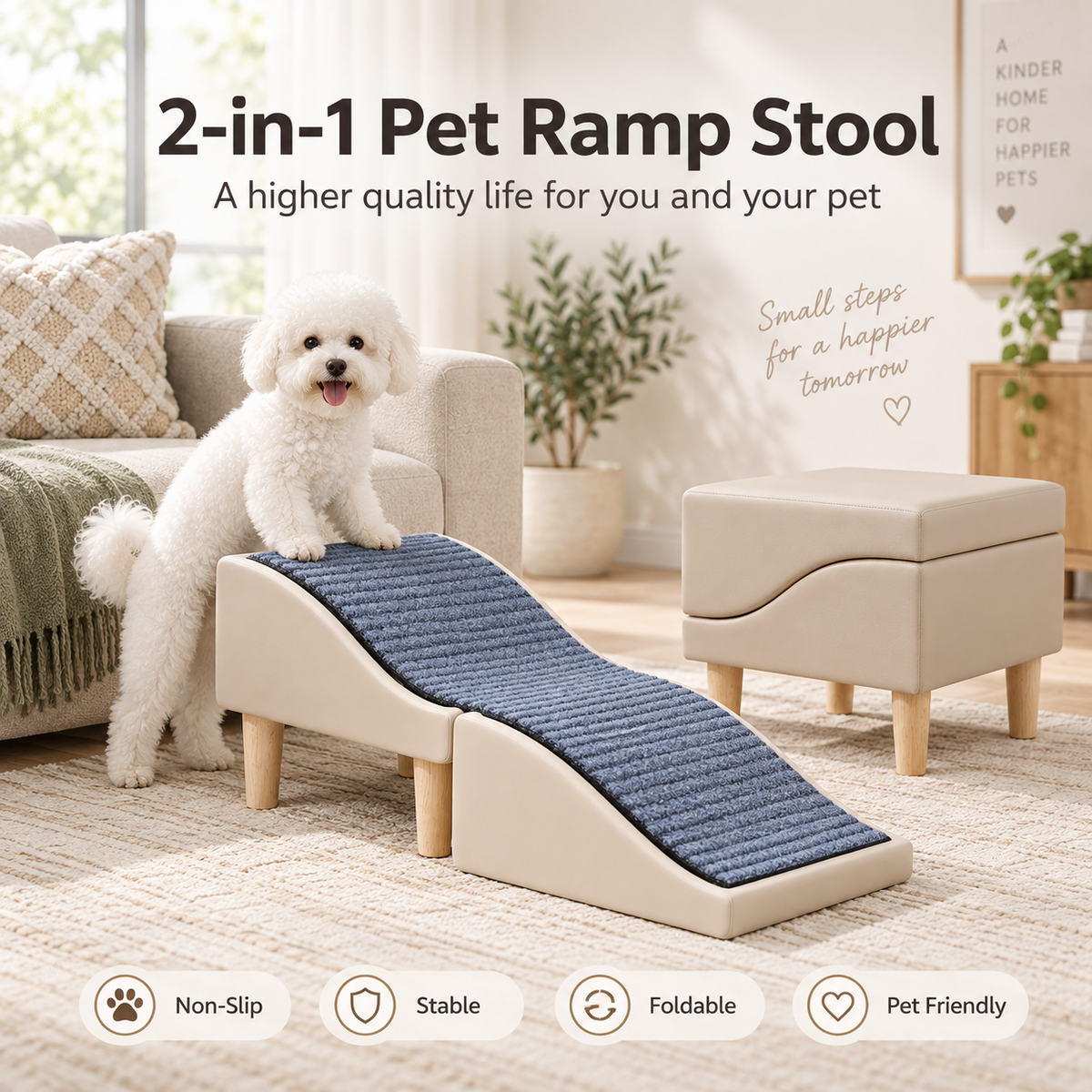 Foldable Wave Pet Ramp & Stool