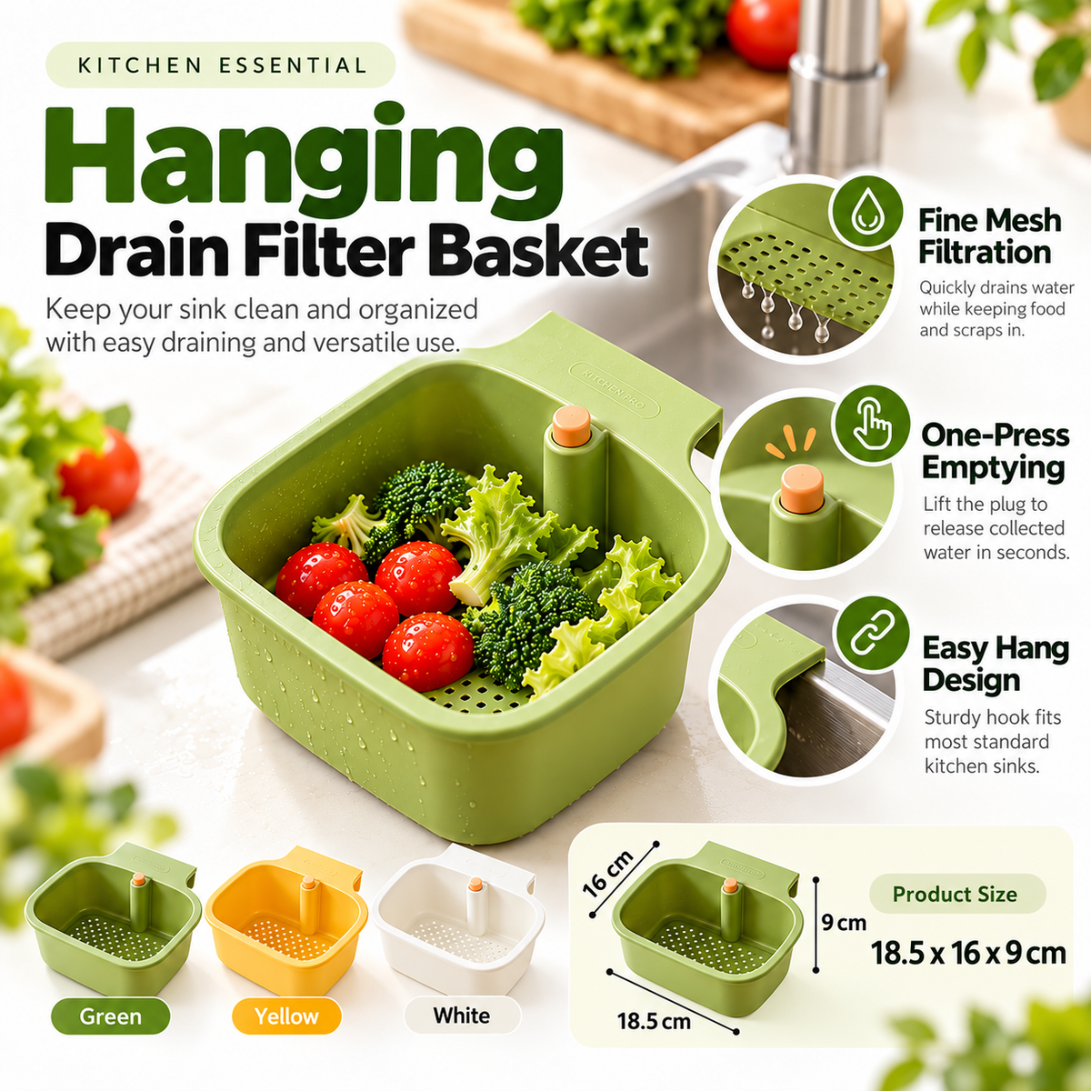 Faucet Hanging Sink Drain Basket