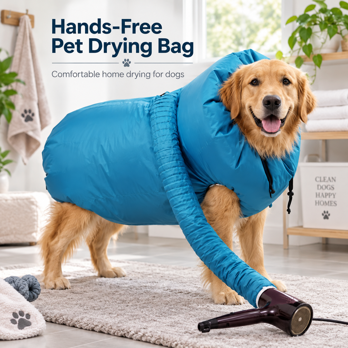Portable Pet Drying Bag, Foldable Dog and Cat Hair Dryer Bag
