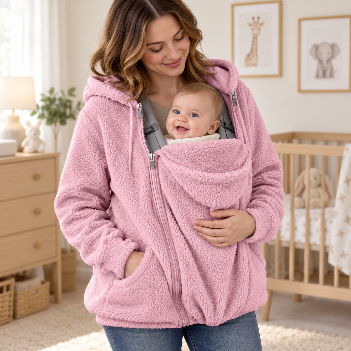 CozyNest 2-in-1 Sherpa Babywearing Hoodie
