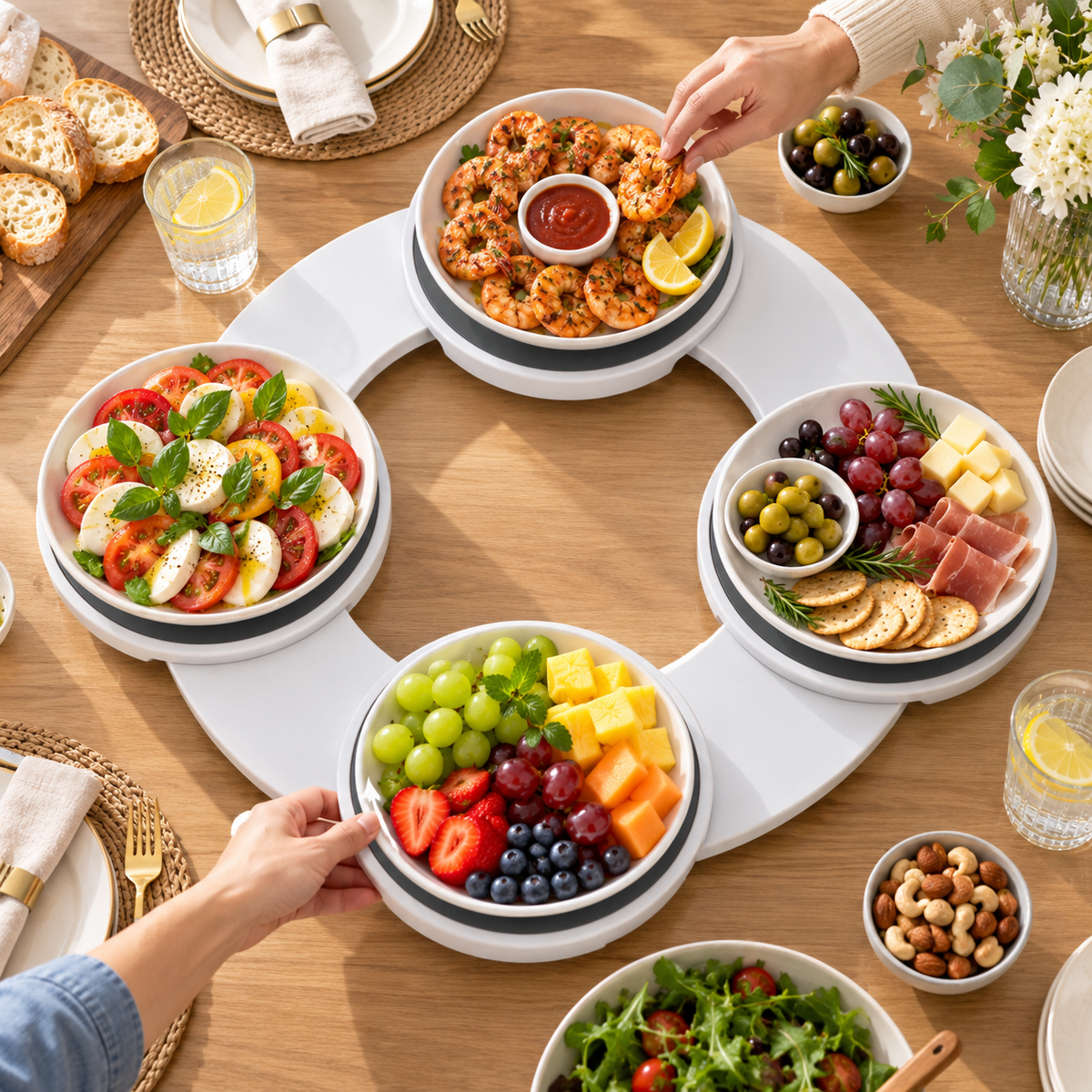 Expandable 360° Rotating Dining Table Serving Tray