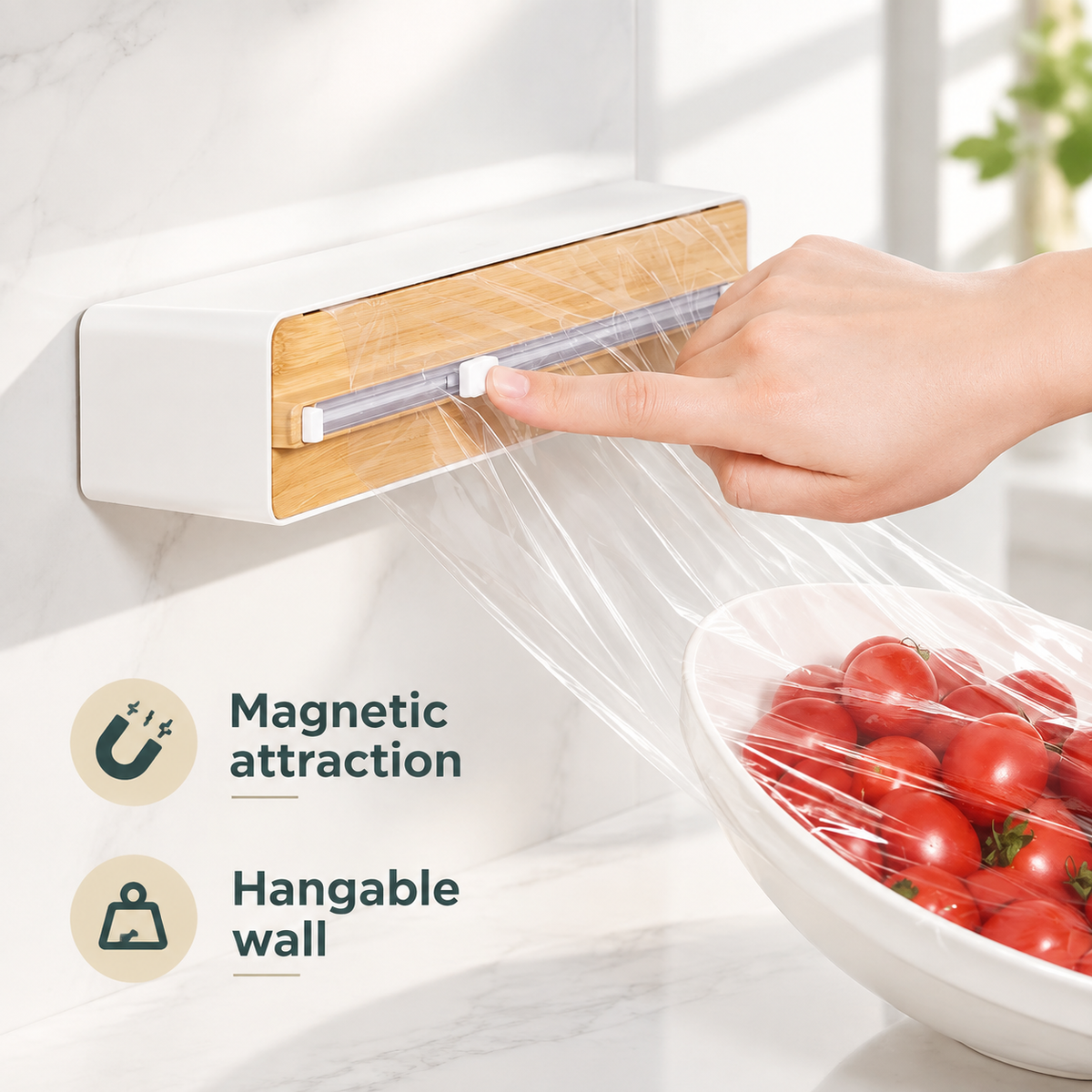 3-in-1 Magnetic Plastic Wrap Dispenser with Cutter | Cling Film, Foil & Baking Paper Organizer