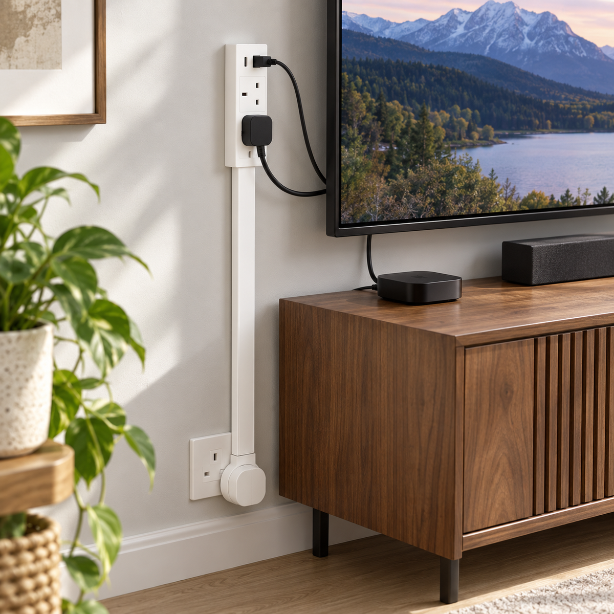 Extendable Power Outlet Extender with 2 AC Outlets USB A and USB C Ports