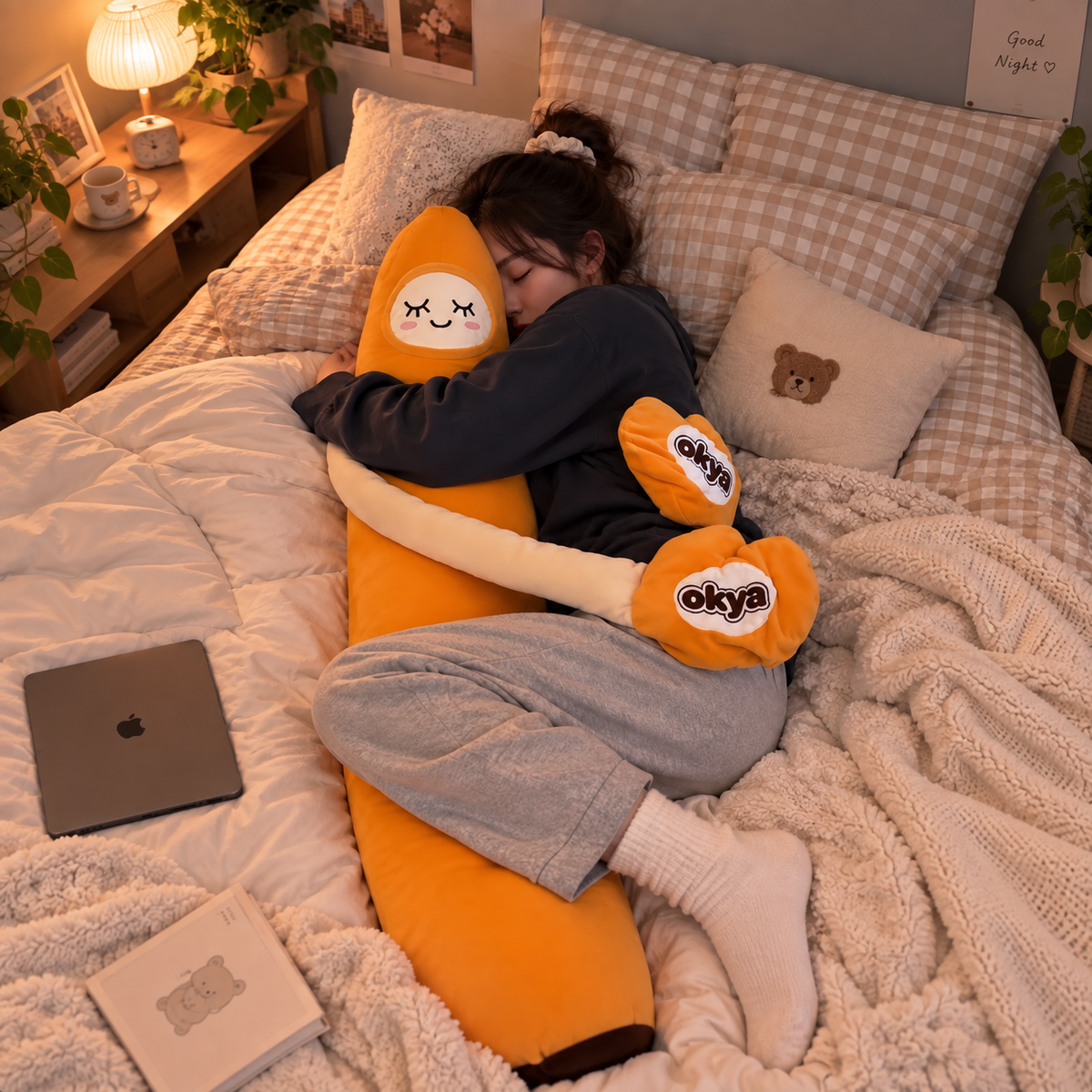OKYA Carrot King Patting Hug Pillow – Soft Plush Sleep Companion with Remote Control & Graphene Heating Options