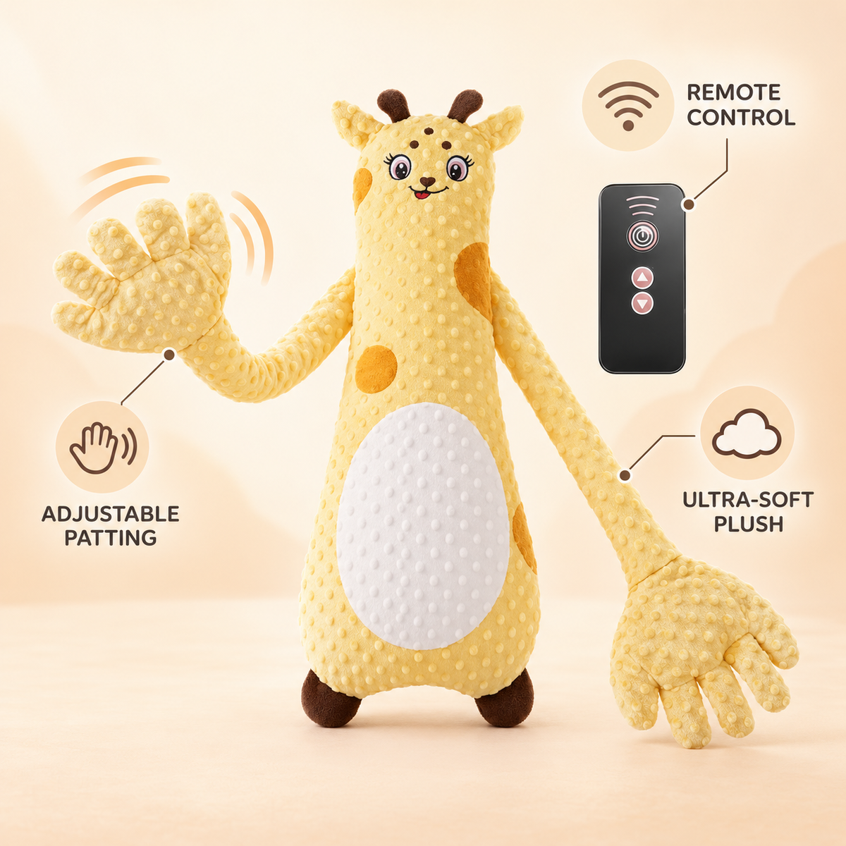 SnuggleTap Baby Soothing Patting Pillow – Remote-Controlled Plush Cuddle Buddy