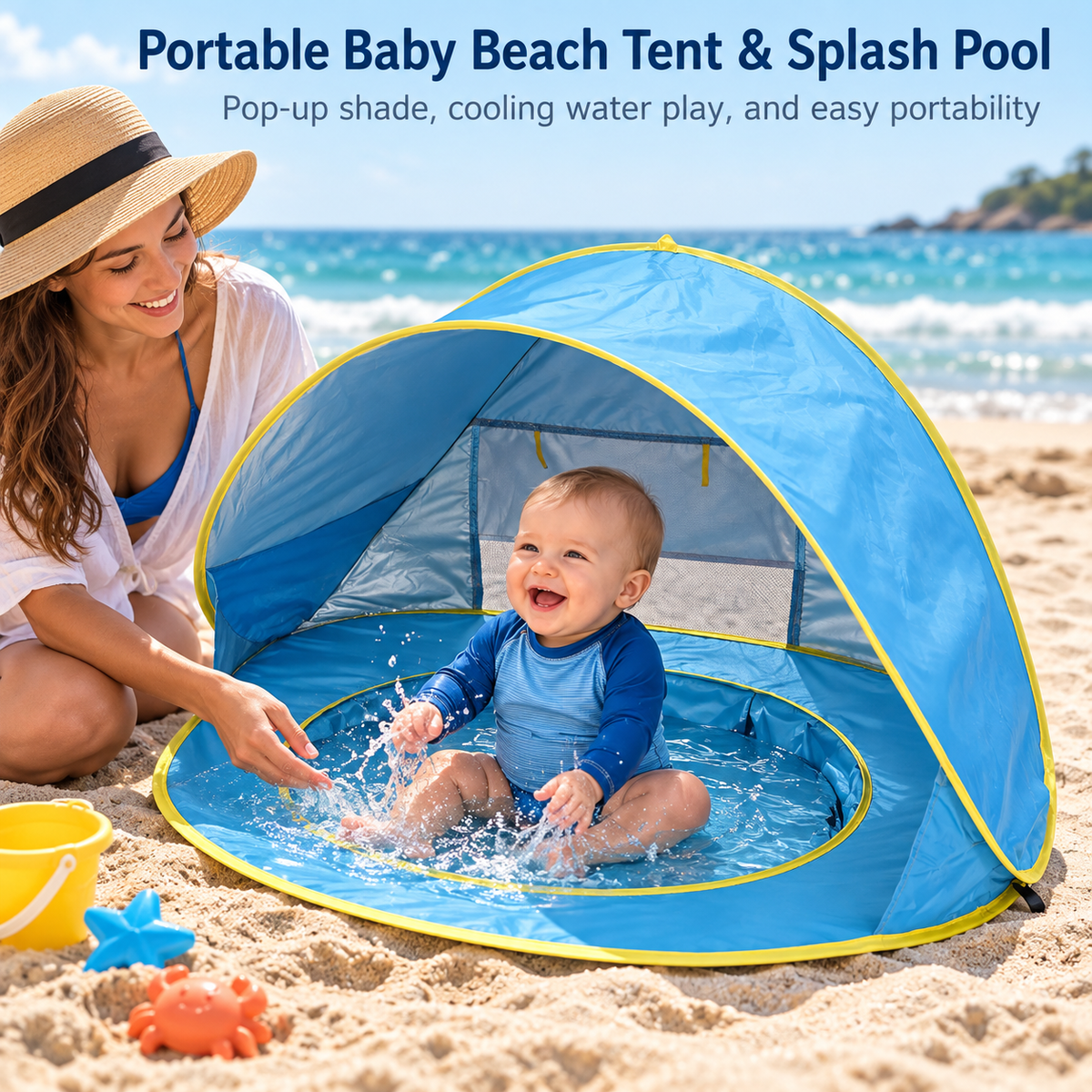 Pop-Up Baby Beach Tent with Built-In Pool