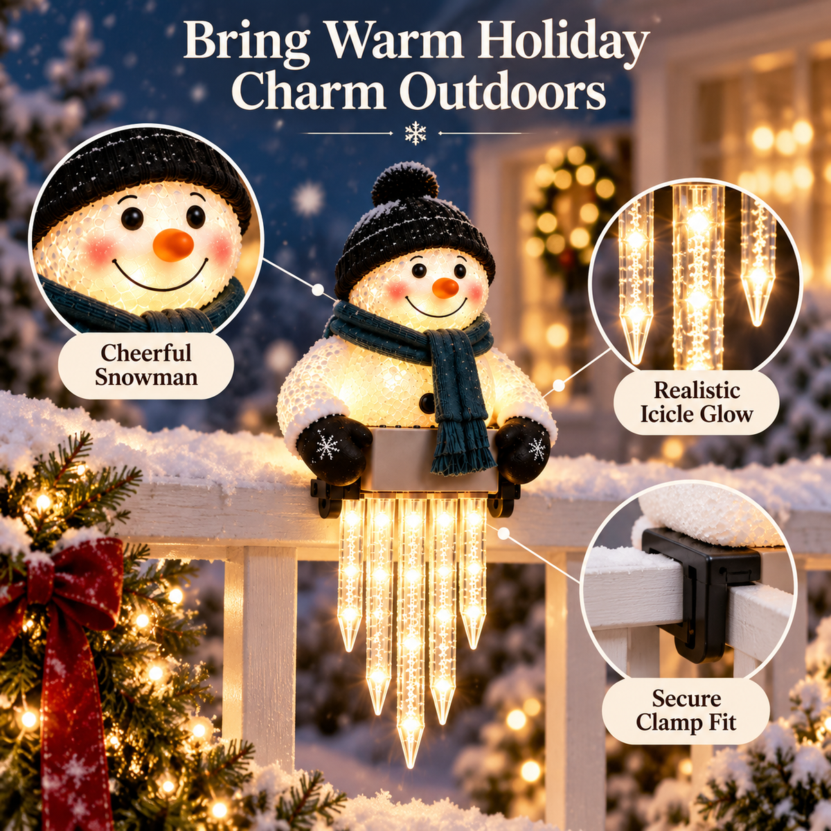 Winter Glow Solar Snowman Icicle Light