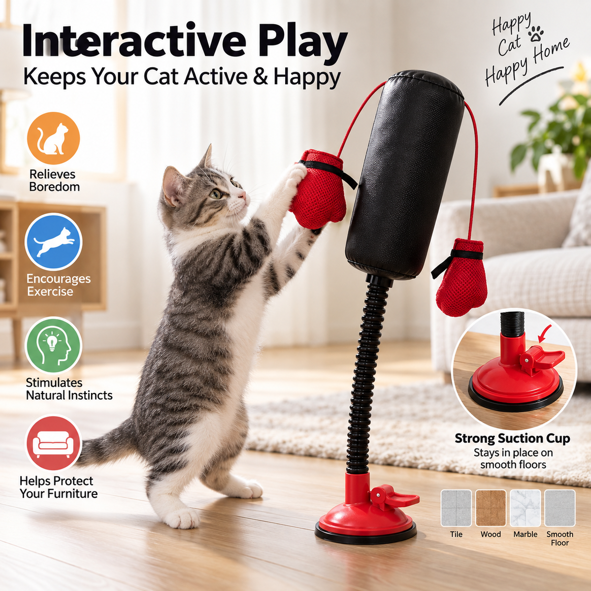 Spring Rebound Cat Boxing Toy