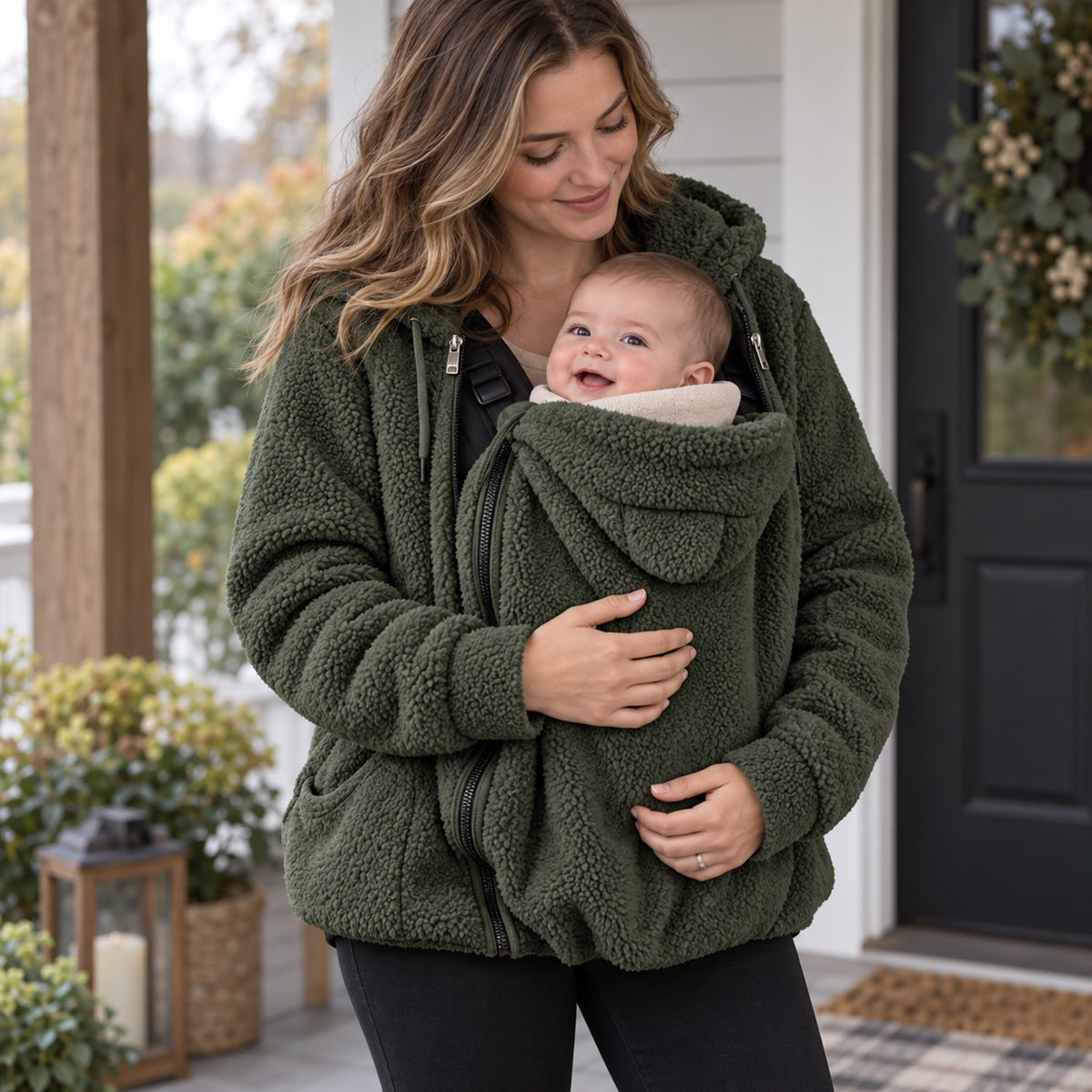 CozyNest 2-in-1 Sherpa Babywearing Hoodie