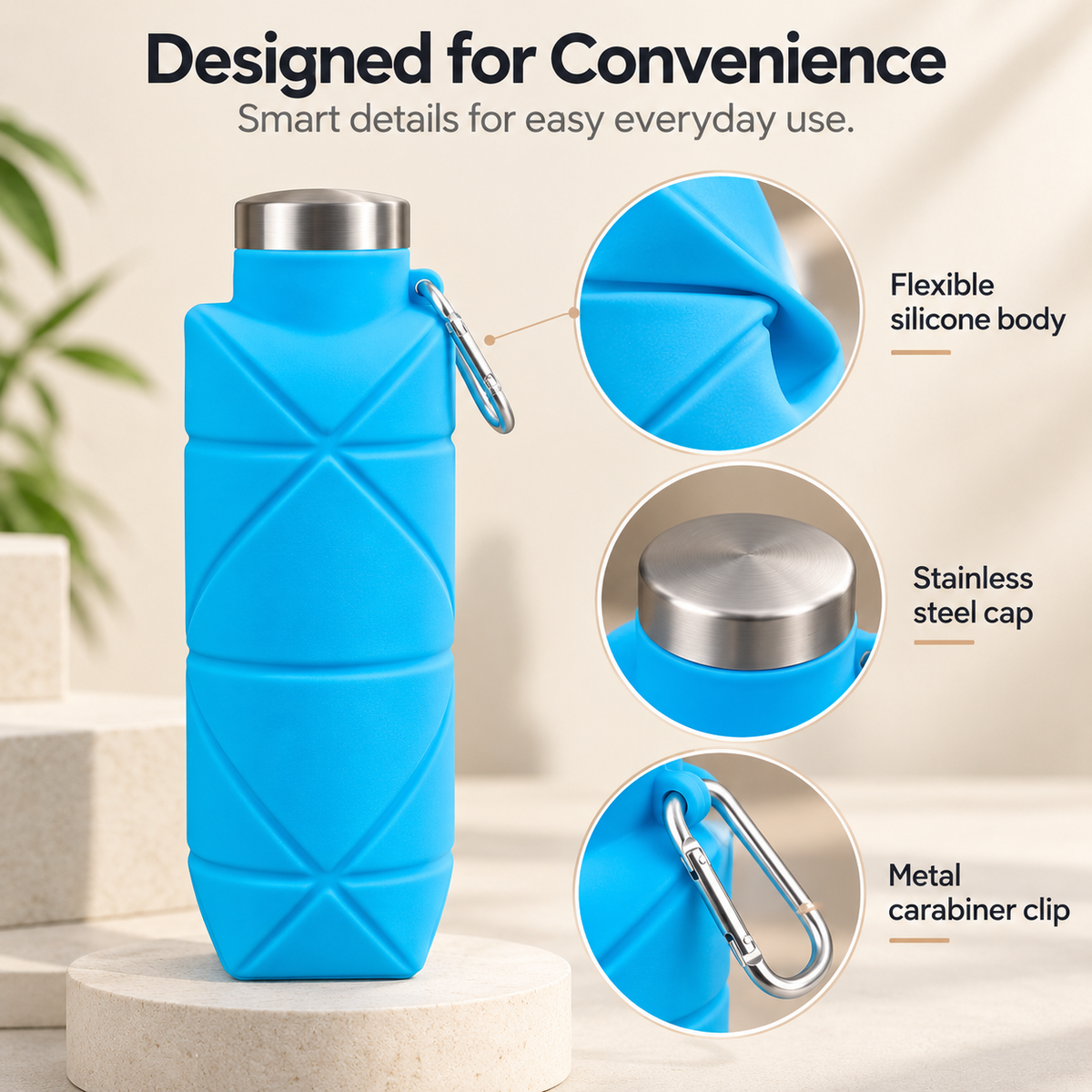 Foldable Silicone Sports Water Bottle