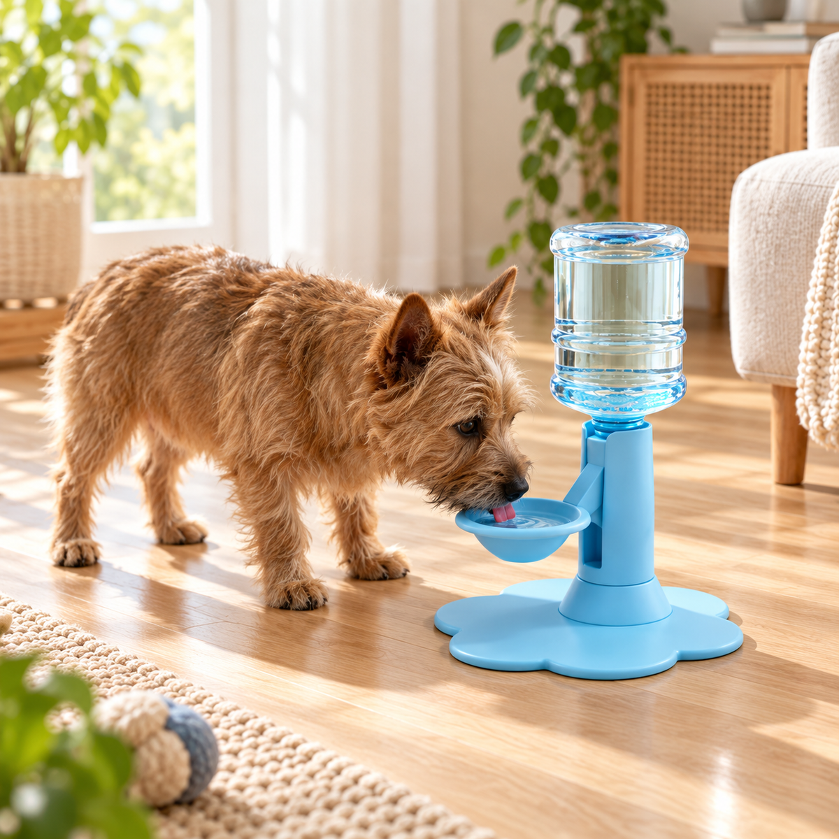 Automatic Gravity Pet Water Dispenser with Adjustable Height & Stable Wide Base