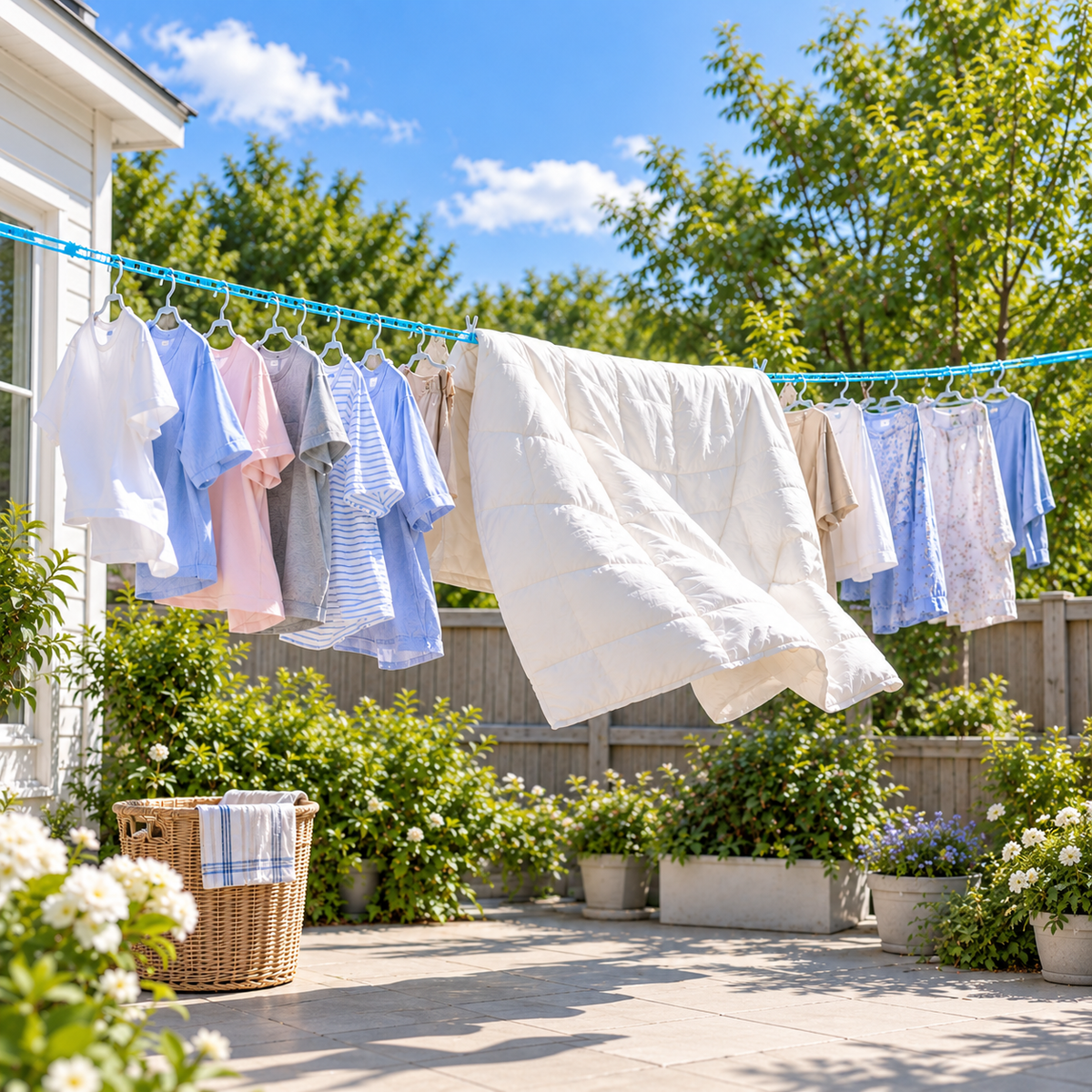 Windproof Fence-Style Clothesline, Portable Anti-Slip Drying Rope