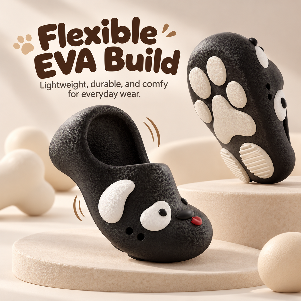Cartoon Dog Platform Clogs