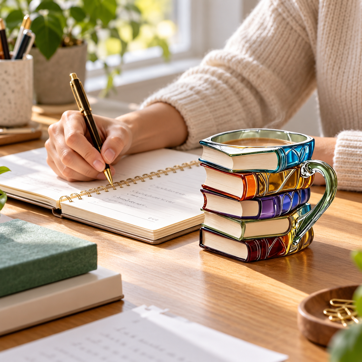 3D Painted Book Stack Coffee Mug
