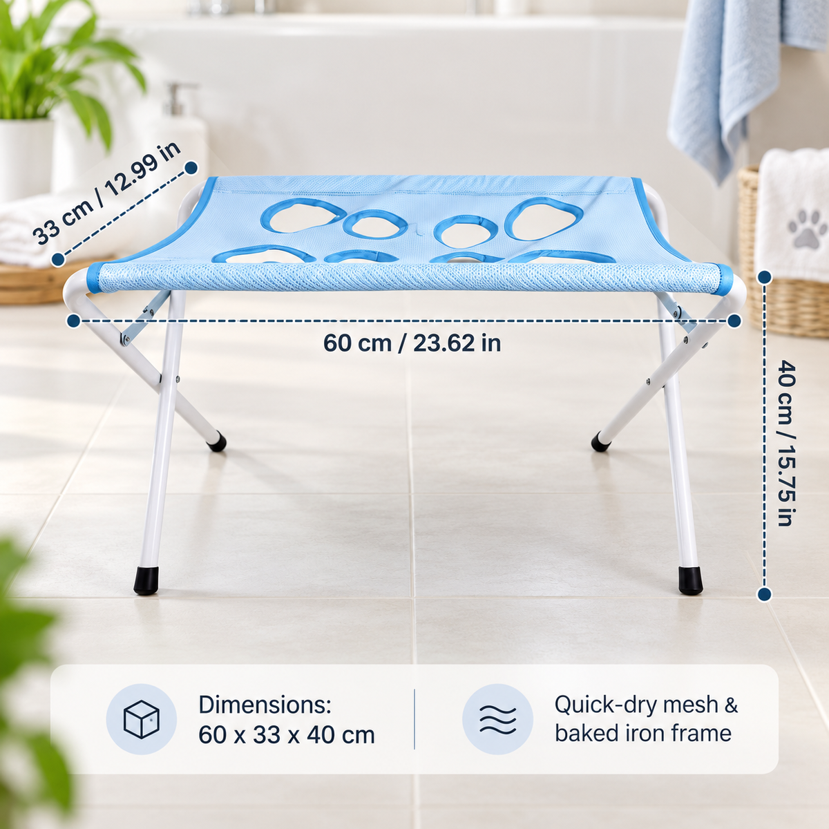 Foldable Pet Bathing Stand, Portable Dog Grooming Rack with Hammock