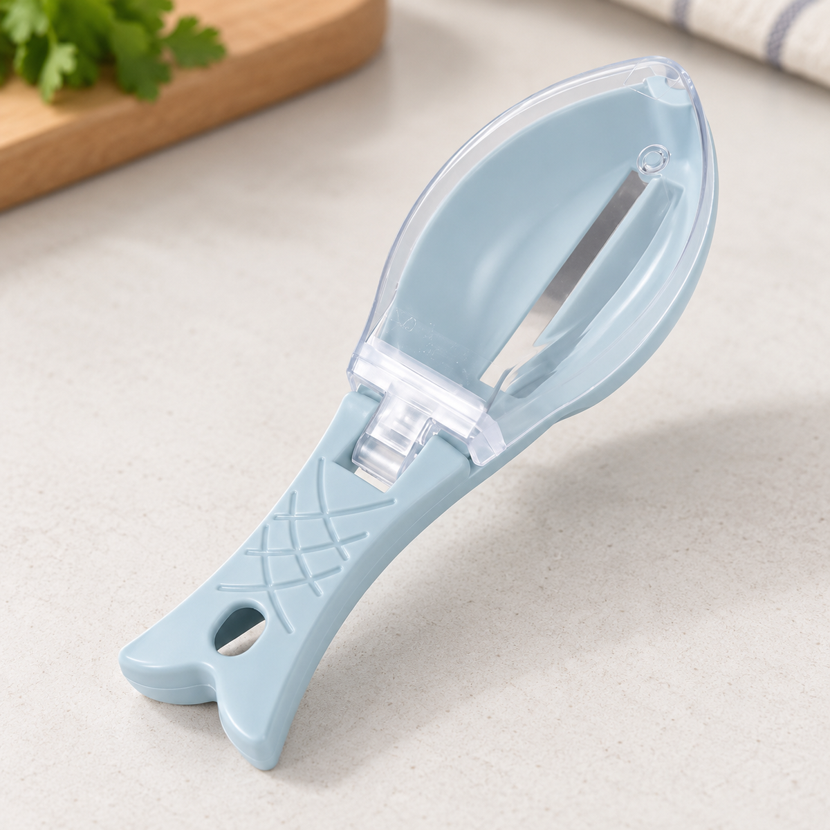Fish Scale Remover Scraper with Cover Manual Fish Cleaning Tool for Kitchen and Fishing