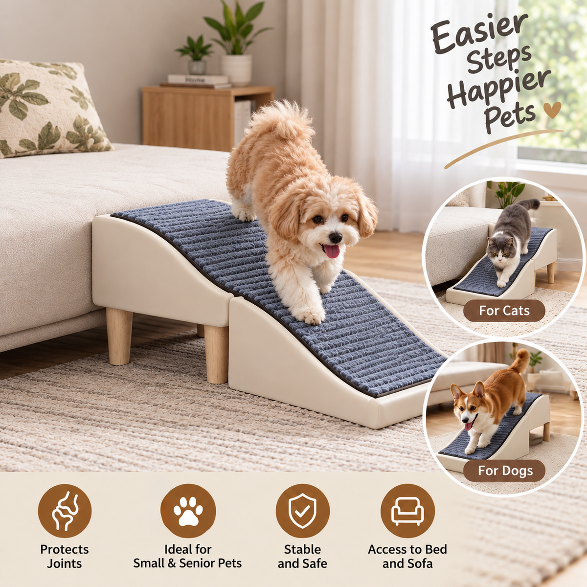 Foldable Wave Pet Ramp & Stool