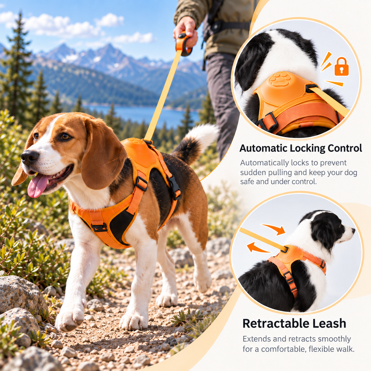 All-in-One Retractable Dog Leash Harness