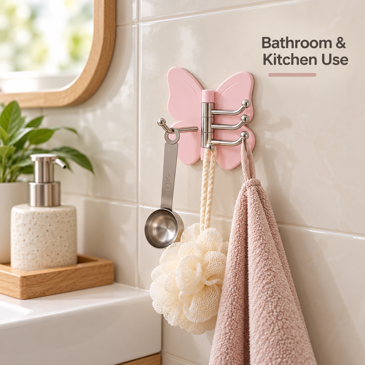 Butterfly 3-Hook Rotating Adhesive Wall Hanger