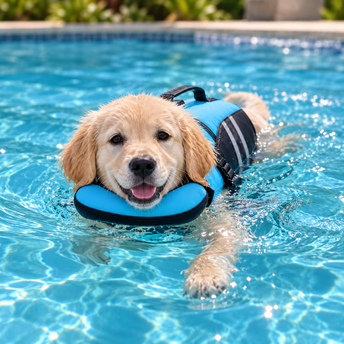 Dog Life Jacket with Neck Support, Adjustable No-Chafe Swimming Vest