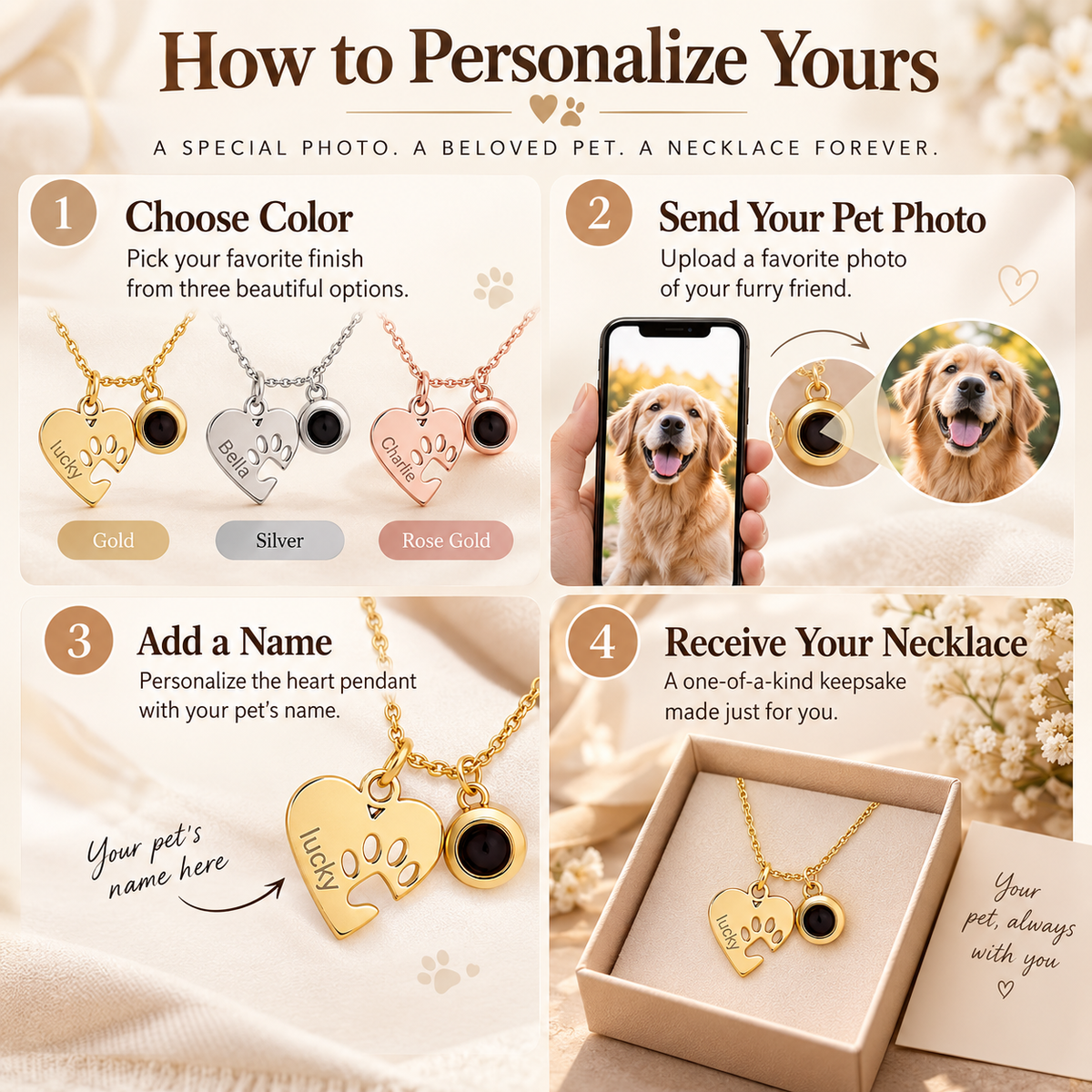 Personalized Pet Photo Projection Necklace