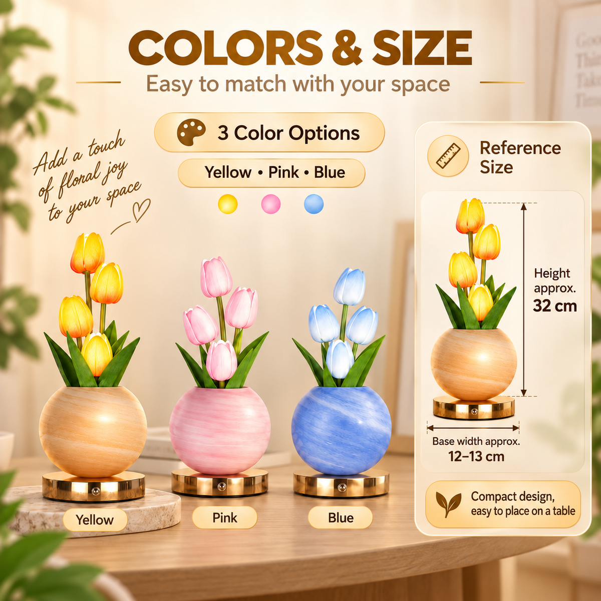 Rechargeable Tulip Ceramic Table Lamp