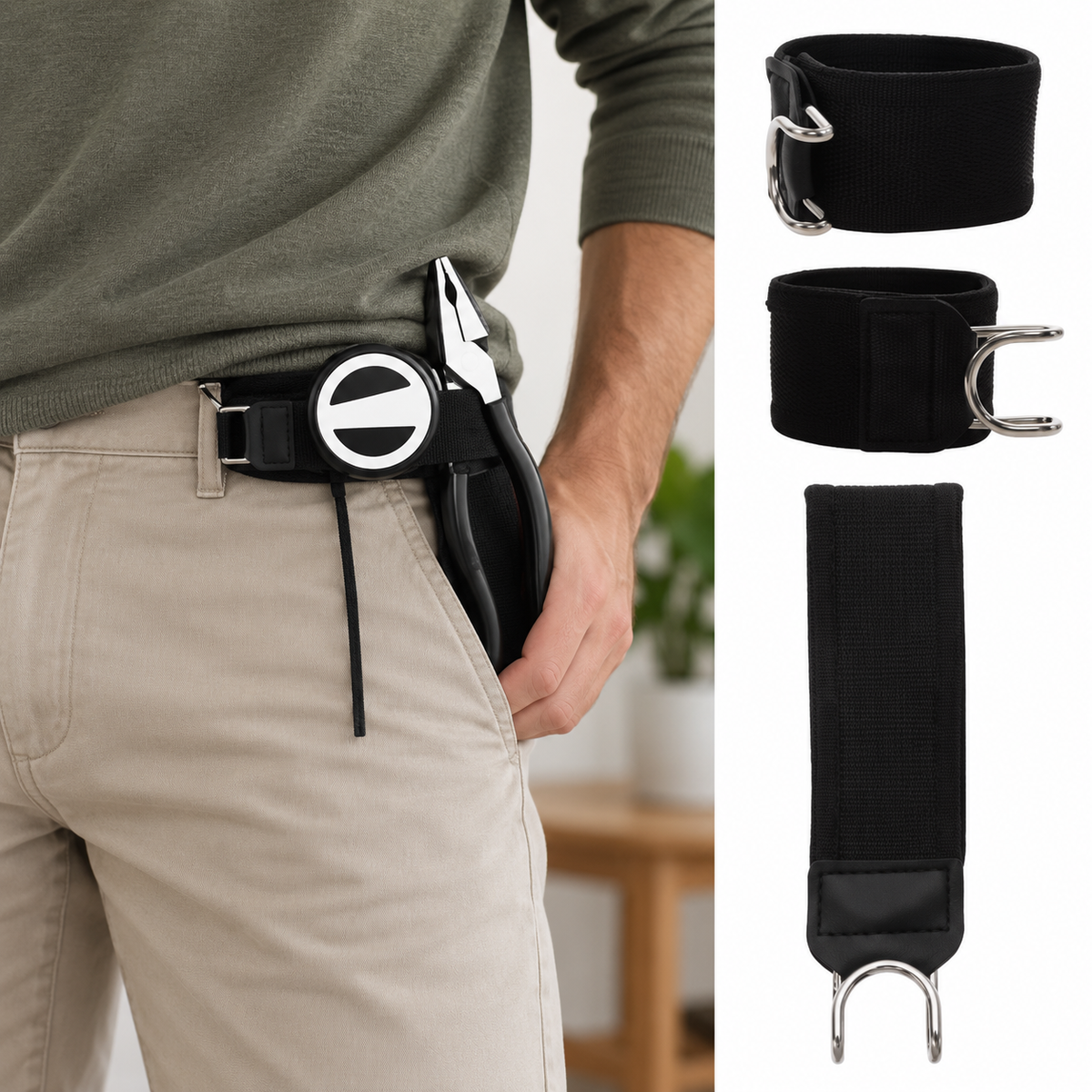 Adjustable Buckleless Elastic Belt, Ultra-Soft Hook-and-Loop Waist Belt