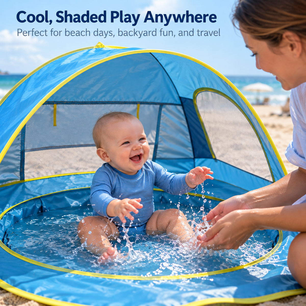 Pop-Up Baby Beach Tent with Built-In Pool