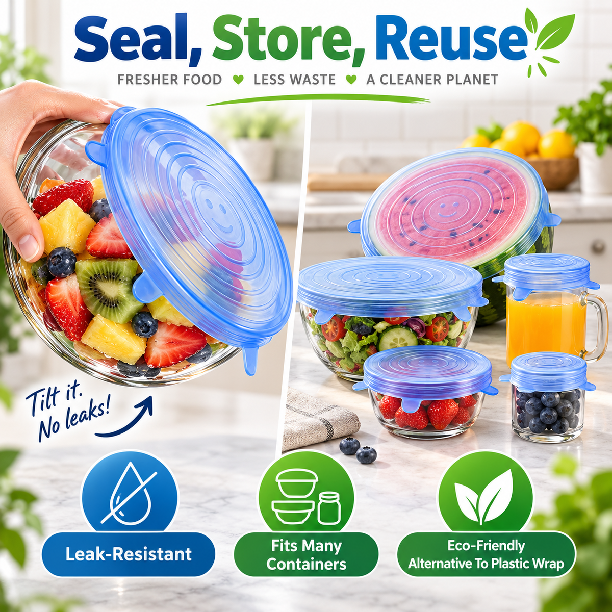 6-Piece Reusable Silicone Stretch Lids
