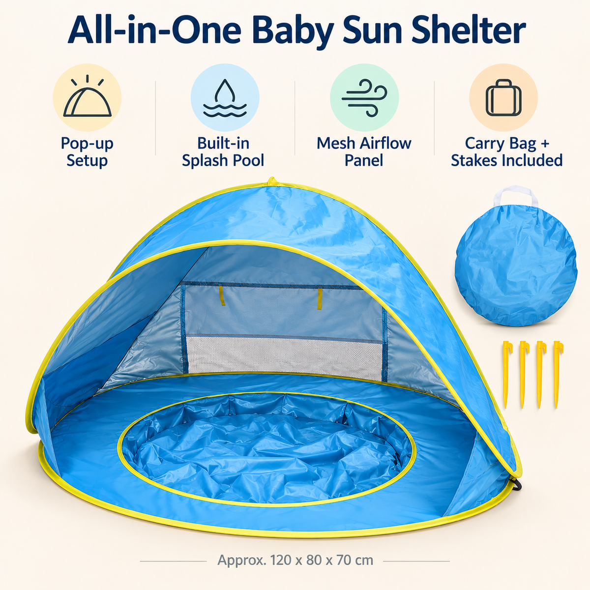 Pop-Up Baby Beach Tent with Built-In Pool