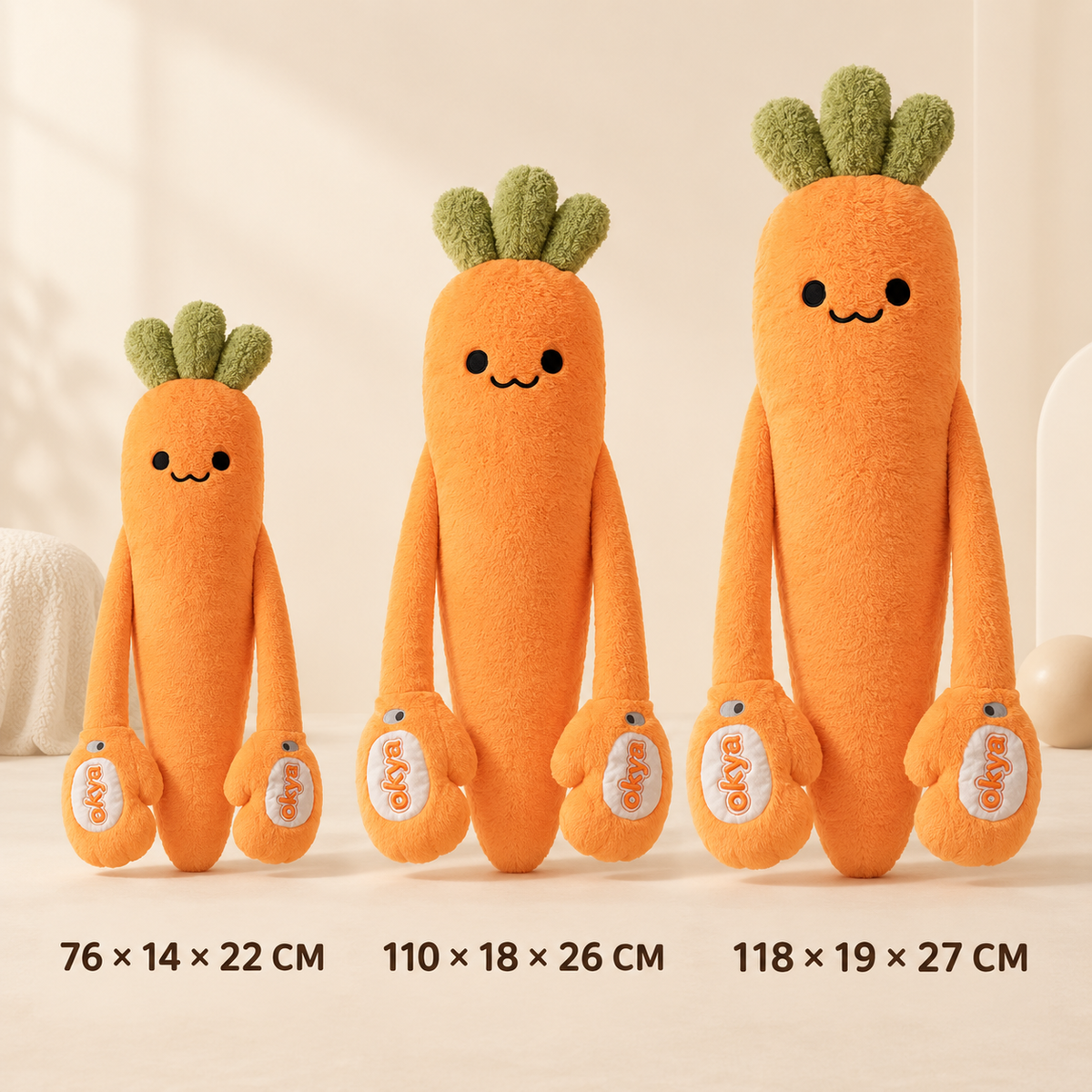OKYA Carrot King Patting Hug Pillow – Soft Plush Sleep Companion with Remote Control & Graphene Heating Options