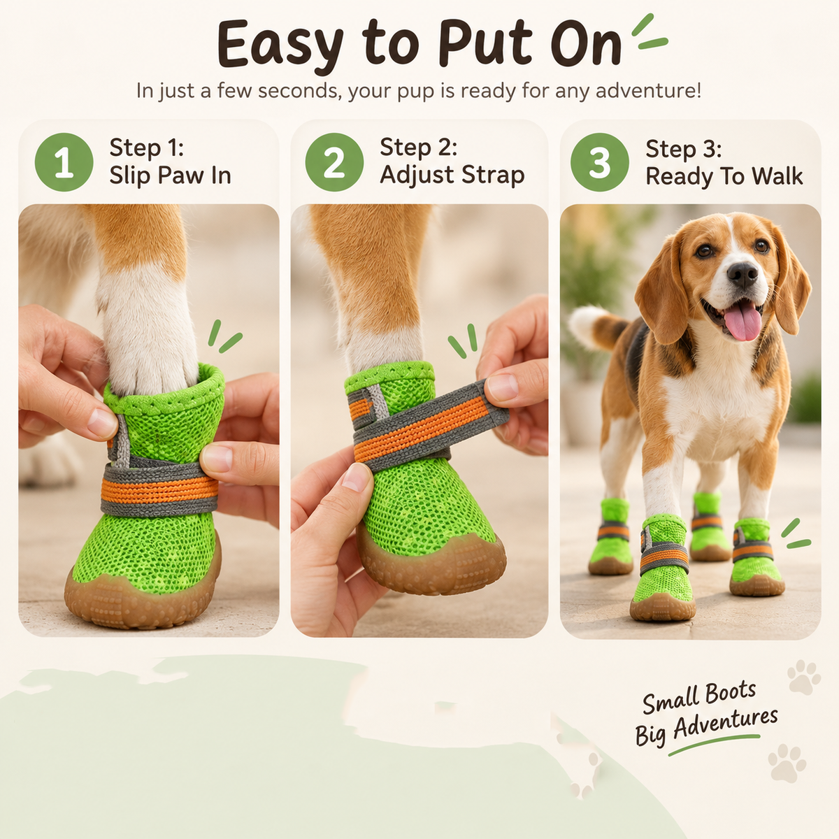 Breathable Mesh Dog Boots – Adjustable Non-Slip Paw Protectors, 4-Pack