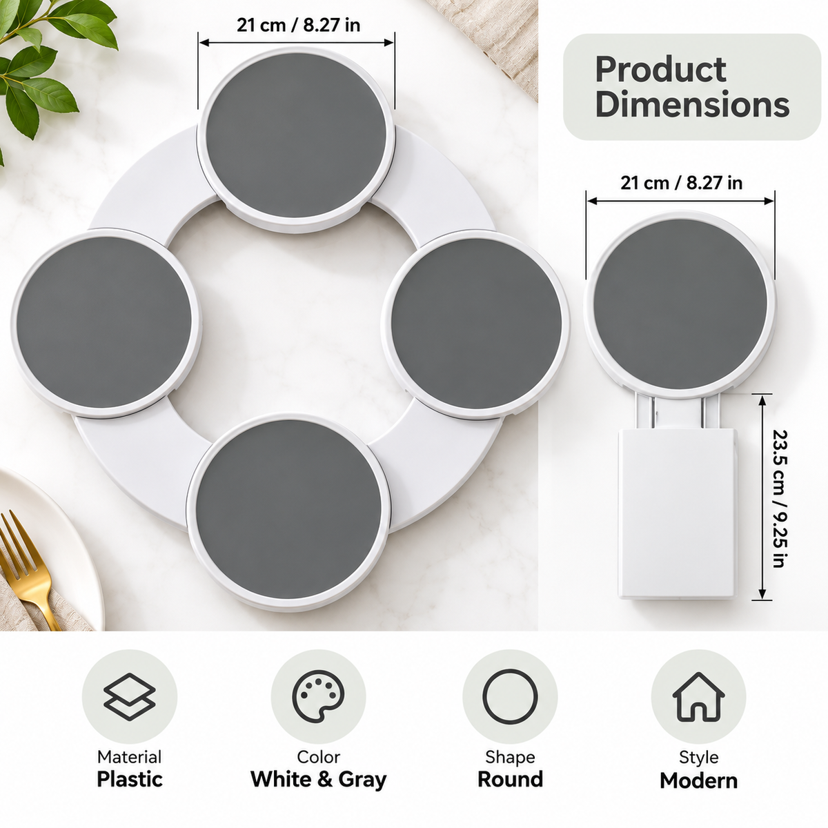 Expandable 360° Rotating Dining Table Serving Tray