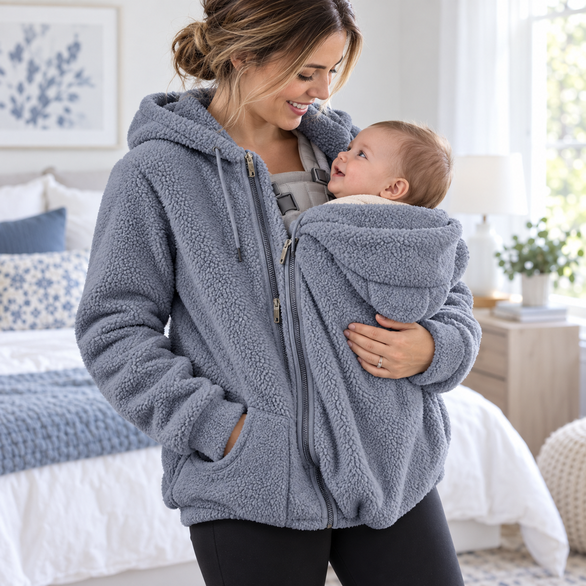 CozyNest 2-in-1 Sherpa Babywearing Hoodie