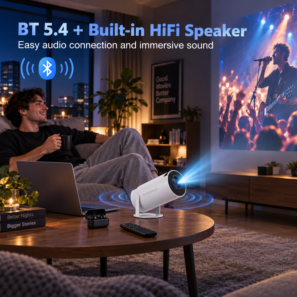 HY300 Pro Portable Smart Projector - Native 720P, Android 14, WiFi 6 & Bluetooth 5.4