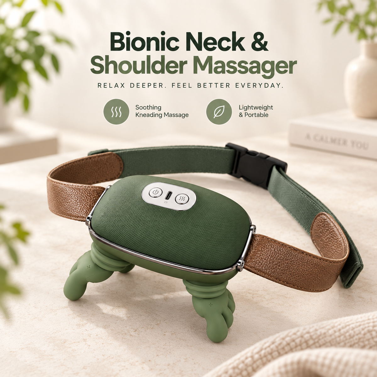 4D Bionic Finger Neck & Shoulder Massager, Wireless Deep-Kneading Trapezius Massager