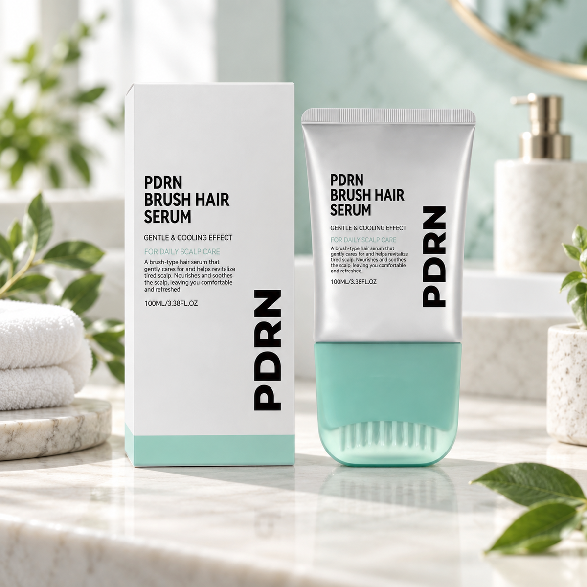 PDRN Scalp Serum with Built In Massage Brush 100ml Daily Hair and Scalp Care