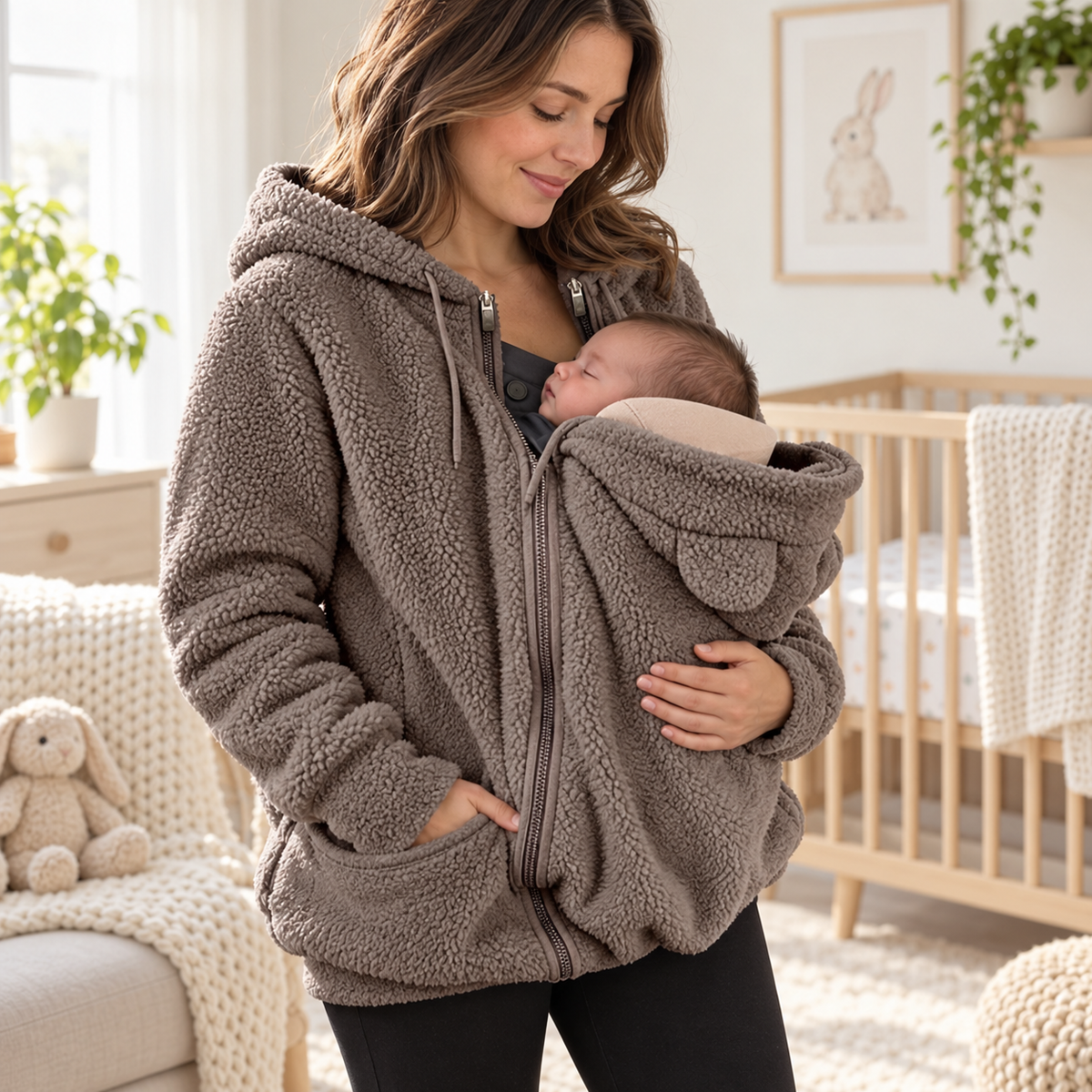 CozyNest 2-in-1 Sherpa Babywearing Hoodie