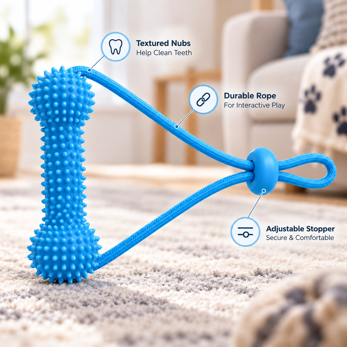 Dual-Action Canine Dental Prop, Dog Teeth Brushing Support Tool