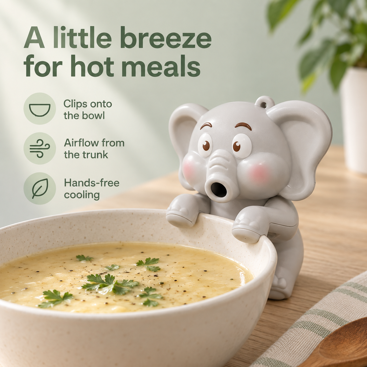 Mini Elephant Food Cooling Clip Fan